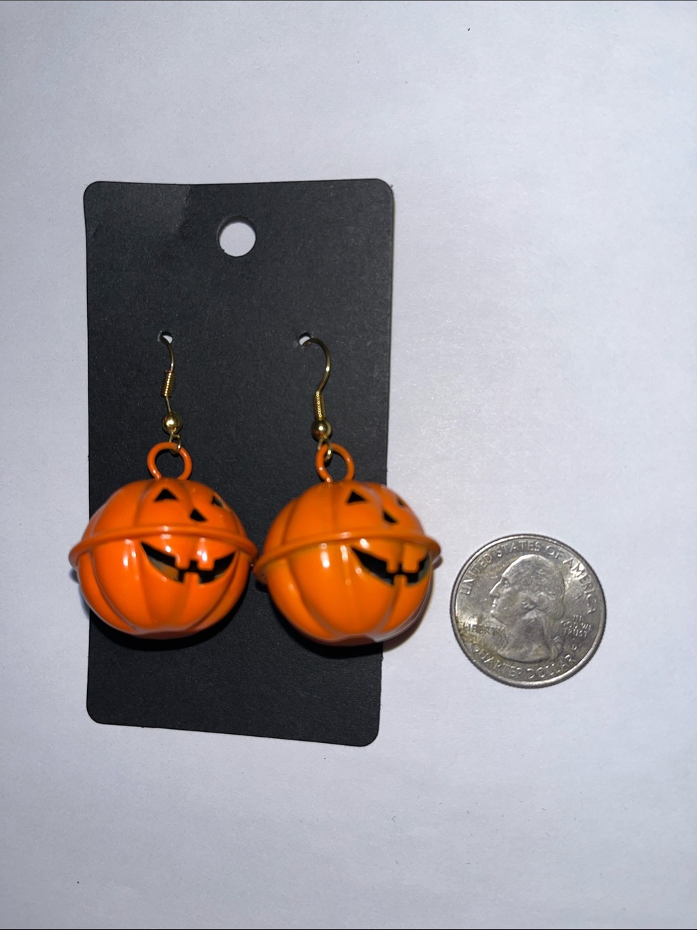 Halloween Orange Pumpkin Dangle Earrings - Jingle Bell Fall